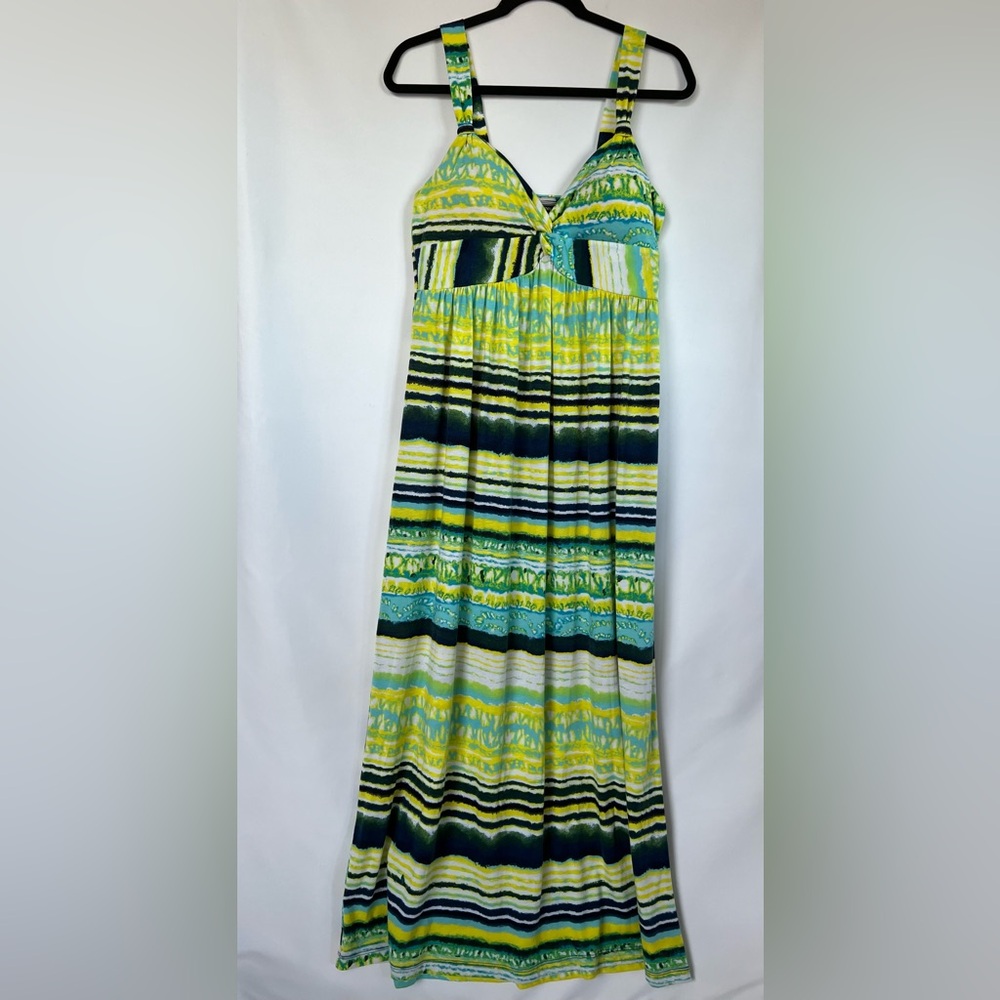 Allison Brittney Bright Multicolor Sleeveless‎ Maxi Dress Size L